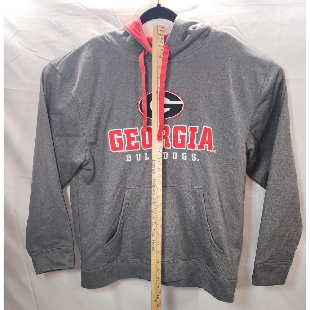 Georgia Bulldogs ProEdge Pullover Hoodie Adult L Gray With Red Lining